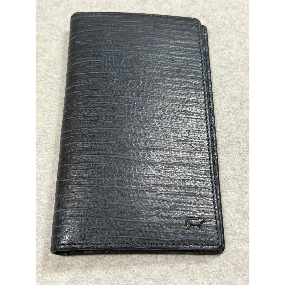 Will Leather Goods Men Blue Textured Leather Long Breast Pocket Bifold Wallet